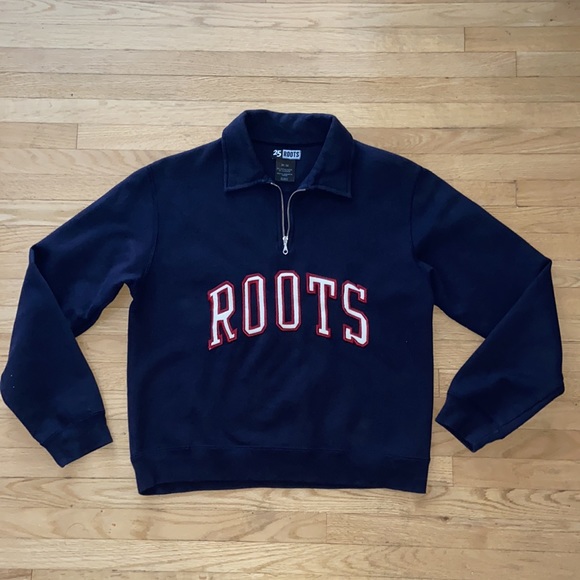 Roots Logo Navy sweatshirt sz M - Picture 1 of 8